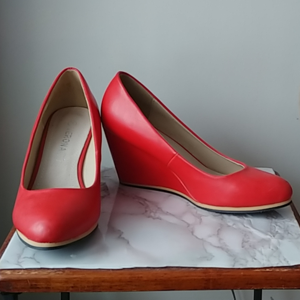Red platform shoes